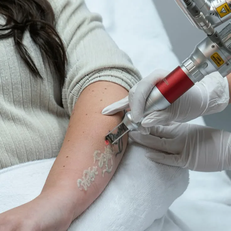 Formation Détatouage • Maquillage Permanent • Carbon Peel — La pratique accompagnée sur modèle Étape de protocole enseignée pendant la formation Détatouage, PMU & Carbon Peel