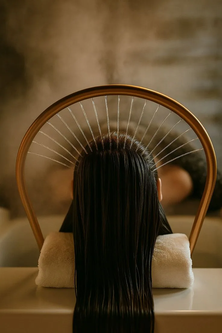 Formation Head Spa Japonais — La pratique accompagnée sur modèle Étape de protocole enseignée pendant la formation Head Spa japonais