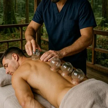Formation Massage Drainant & Ventouses — La pratique accompagnée sur modèle Étape de protocole enseignée pendant la formation Massage & ventouses